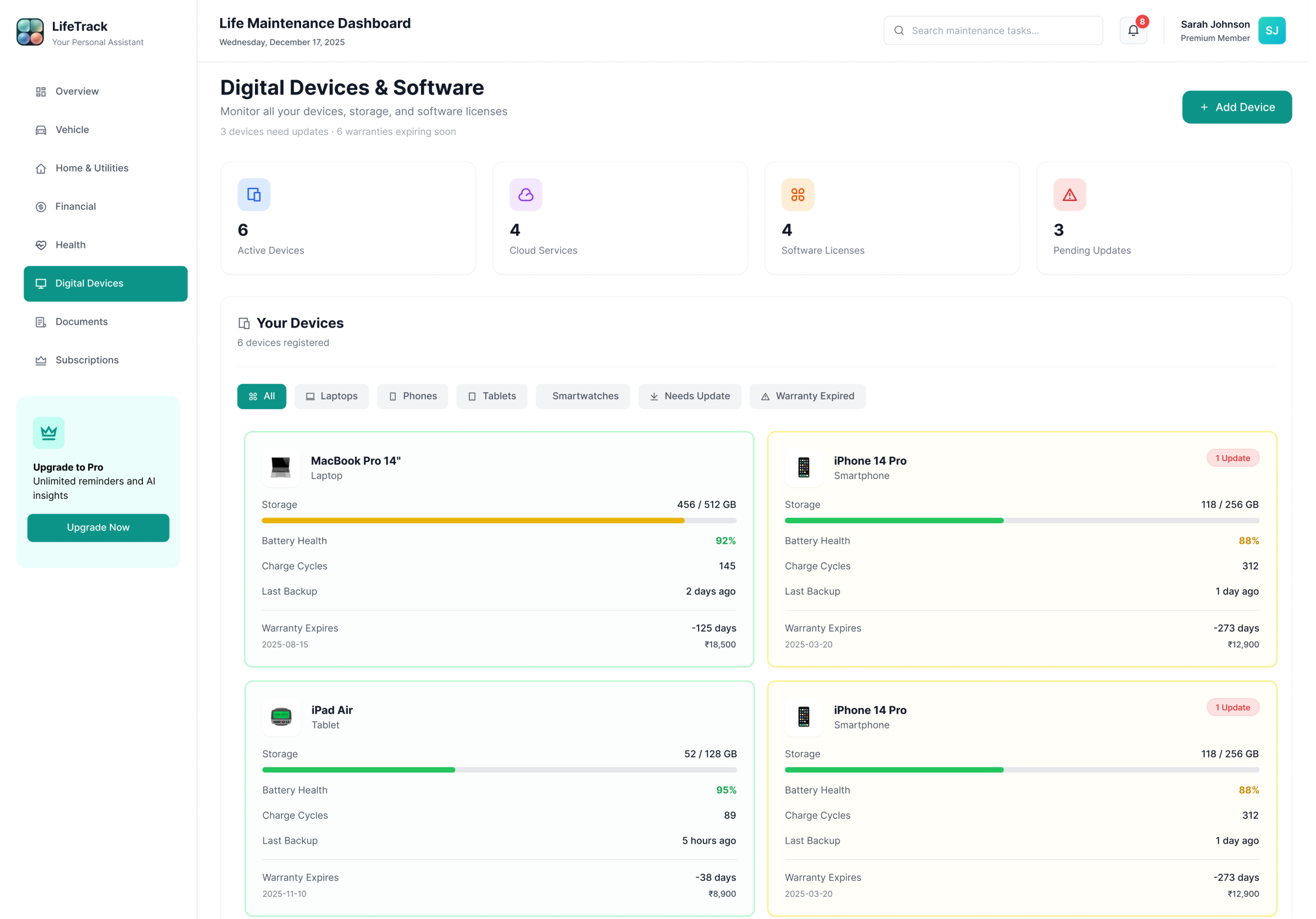LifeTrack Digital Devices