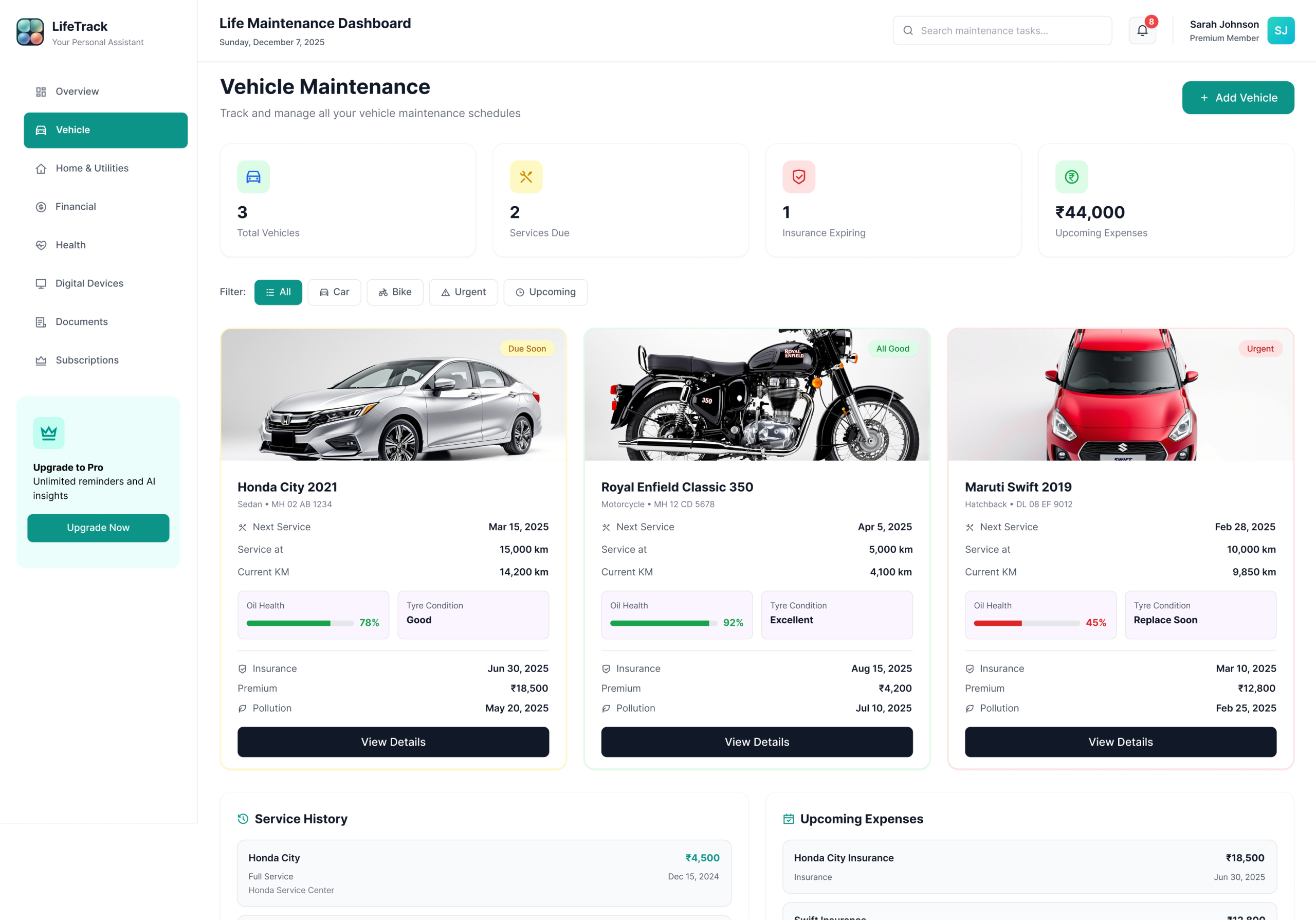 LifeTrack Vehicle Management